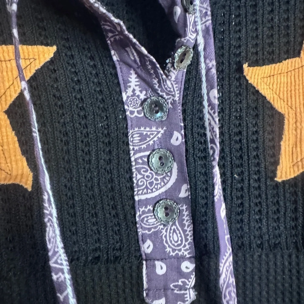 POL Orange Star Patchwork Thermal Hoodie - NWOT Size Small - Picture 5 of 5
